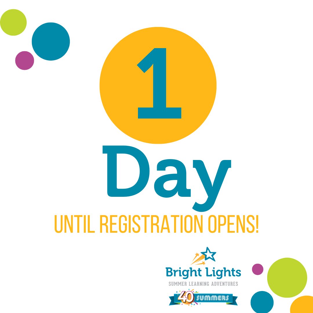 BrightLightsOrg's tweet photo. 🚨Registration for our summer camps opens TOMORROW! 🚨See our schedule at https://t.co/MmYIPXJiWh to pick out your students' summer fun!

Reminder: Enroll students for camp based on their current grade as of February 2026.
#BrightLights #summerlearning #summercamp #lnk #40summers https://t.co/Y6oeedGR5I