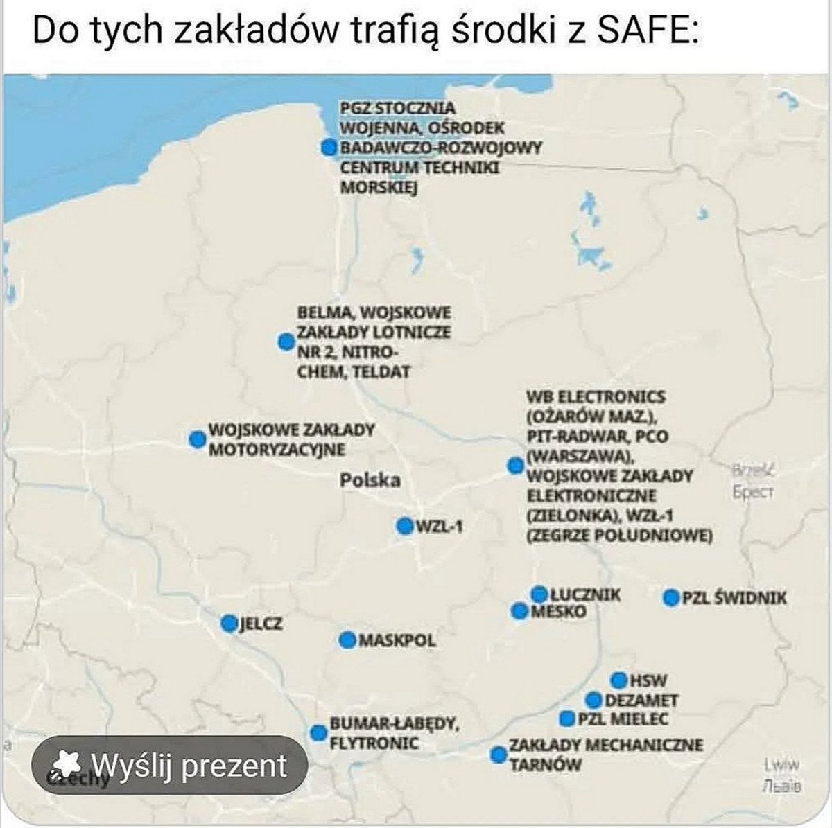 Mapa Niemiec i lista niemieckich zakładów do których trafią środki z SAFE. 👀
Niemiecki but czeka. 🇩🇪🥾