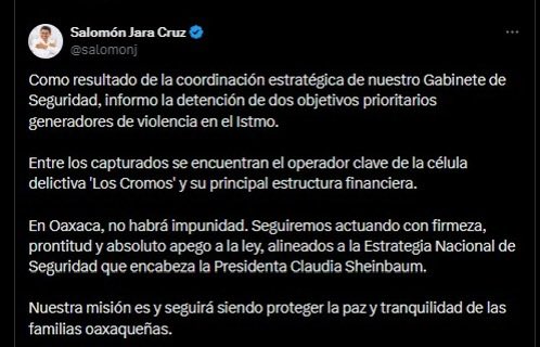 Ante los acontecimientos violentos ocurridos en diversos estados de la república este domingo, Oaxaca es de las pocas entidades en las que se reportan detenciones de personas responsables y objetivos específicos