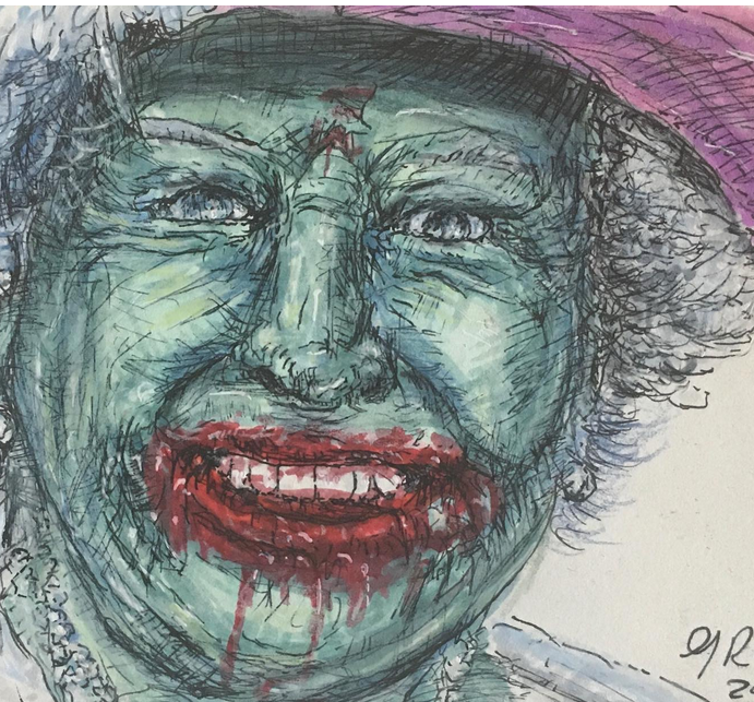 BlooyGar's tweet photo. The Queen. I only liked her horses. #copics #ink #portrait https://t.co/o69YgH0xe7