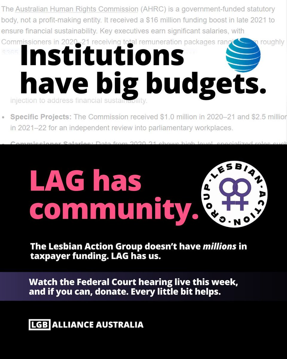 lgballiance_aus's tweet photo. Institutions have big budgets.
LAG has community.
Support the Lesbian Action Group.

https://t.co/VgMBmQ6nRV https://t.co/SSQelKBdXt