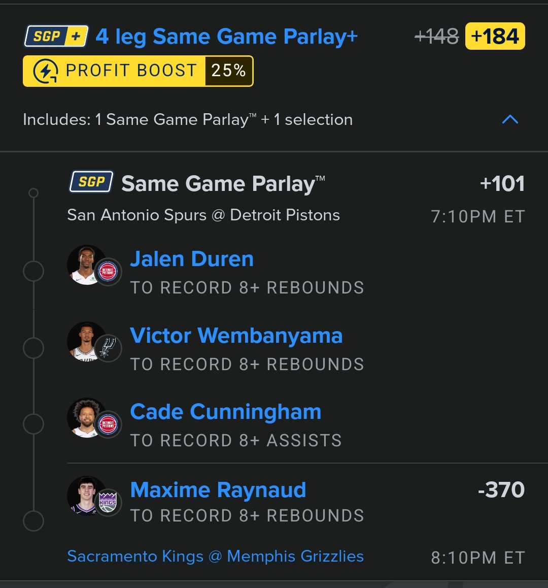 RTeacherBets's tweet photo. NBA SGP+ boost on fanduel https://t.co/e7LKzS0gm0