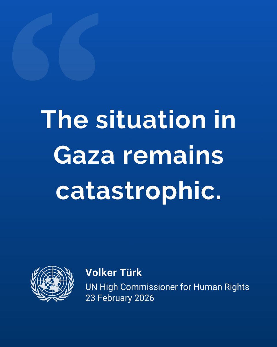 “Palestinians are still dying from Israeli fire, cold, hunger &amp; treatable diseases. The aid allowed in is not enough to meet the massive needs.”

<a href="/UNHumanRights/">UN Human Rights</a> chief <a href="/volker_turk/">Volker Türk</a> stresses a sustainable solution rests on two states living side by side in equal dignity &amp; rights.