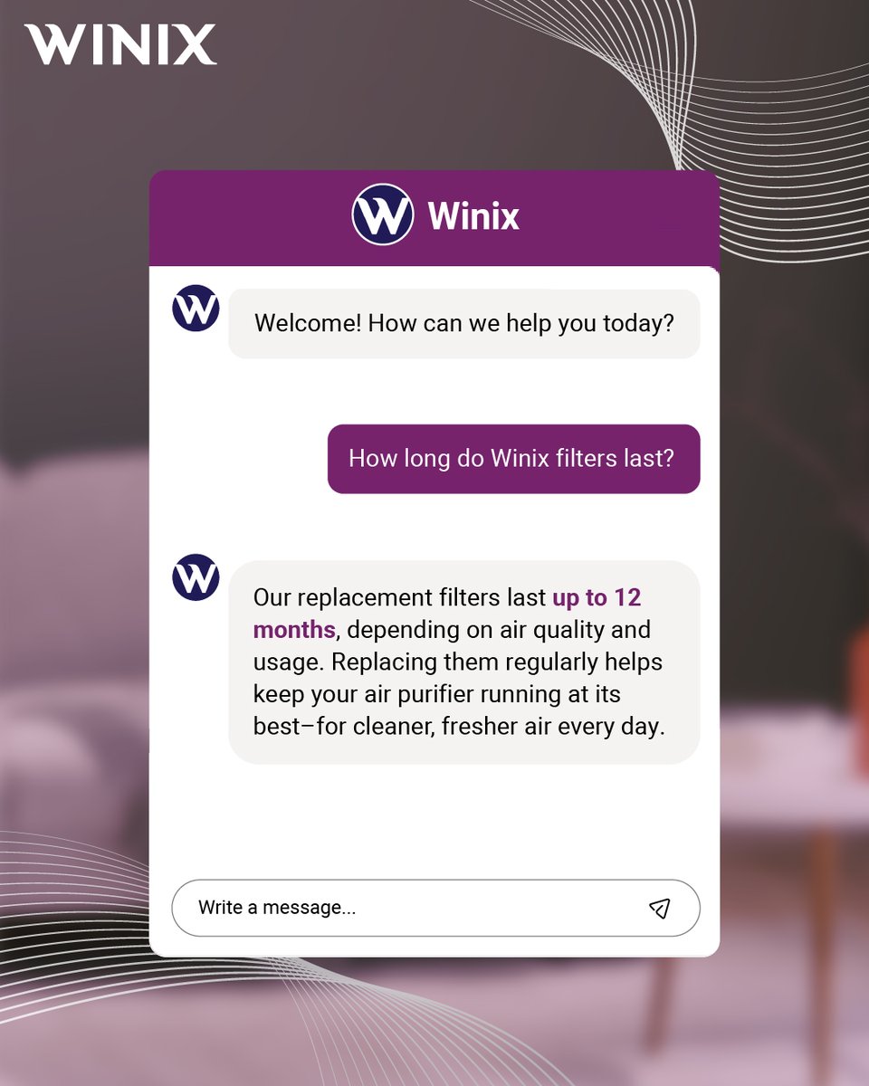 How long do Winix filters last? 📝✨ 

Up to 12 months depending on air quality &amp; usage. Replace regularly for cleaner, fresher air every day! 💨

💬 Have questions? Ask us below!

🔗 winixamerica.com

#Winix #BreatheBetter #FreshAir #Filter