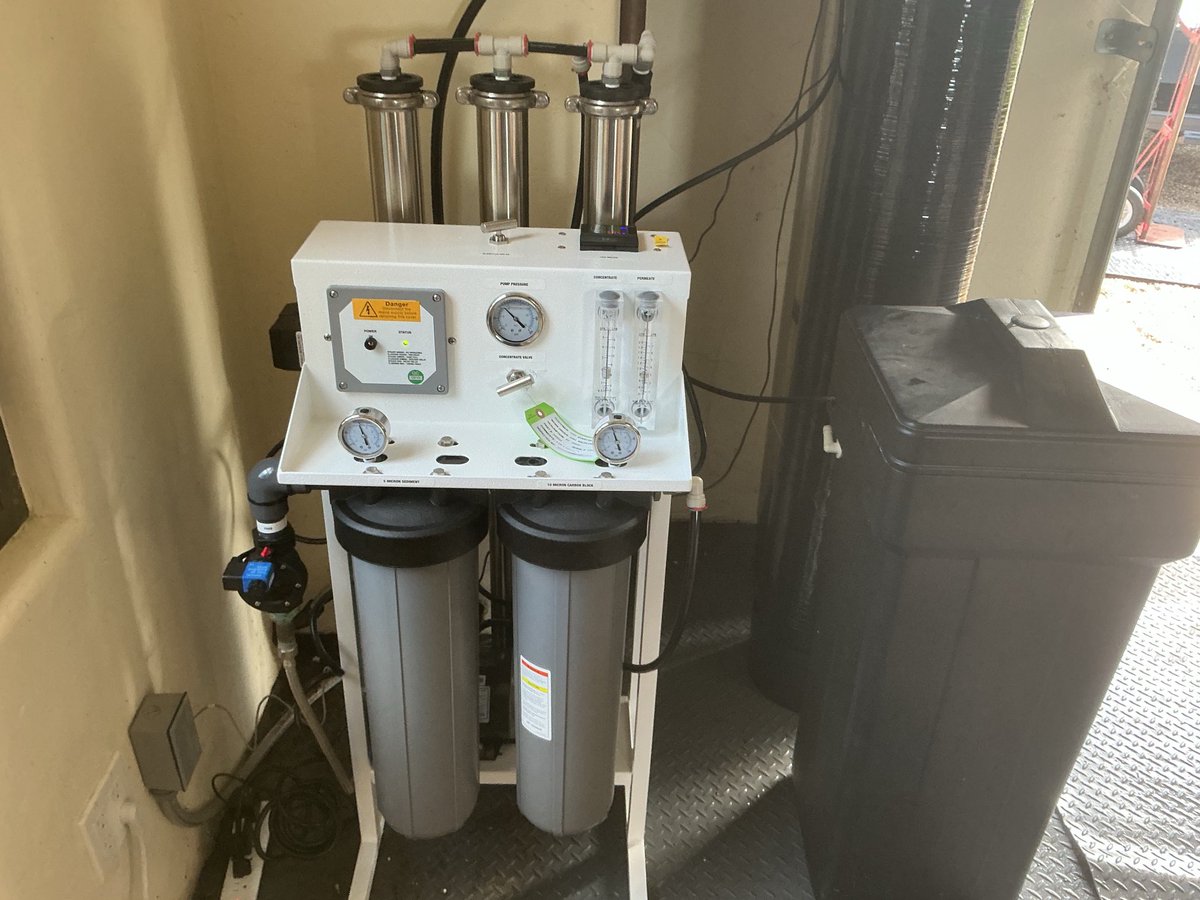 Here’s a really nice little 1200 GPD RO with all of the options including our special blending valve. Also a new carbon system and Water Softener pre treatment