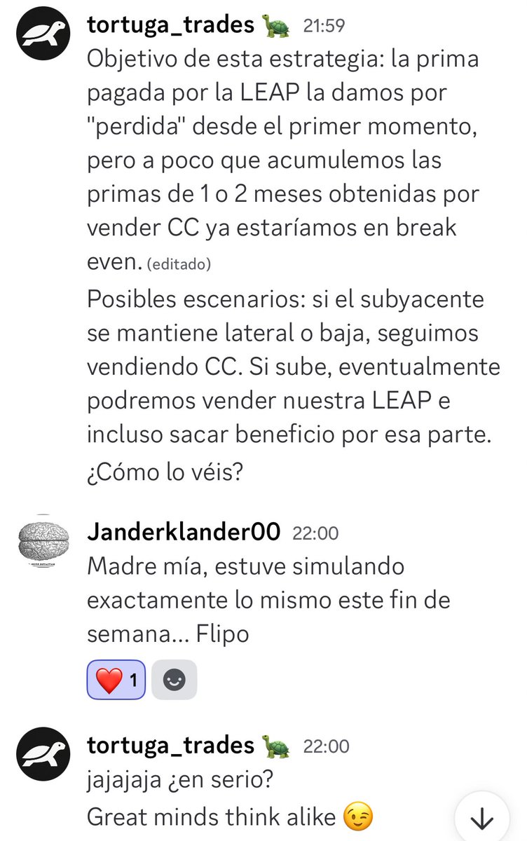 Los mercados bajistas, bien acompañados, son menos bajistas 😊

Qué delicia poder discutir nuevas estrategias en la increíble comunidad de <a href="/MtoOpciones/">MTO_Opciones</a> y charlar un buen rato discutiendo de opciones.

No os lo perdáis tortugas 🐢👇🏻
