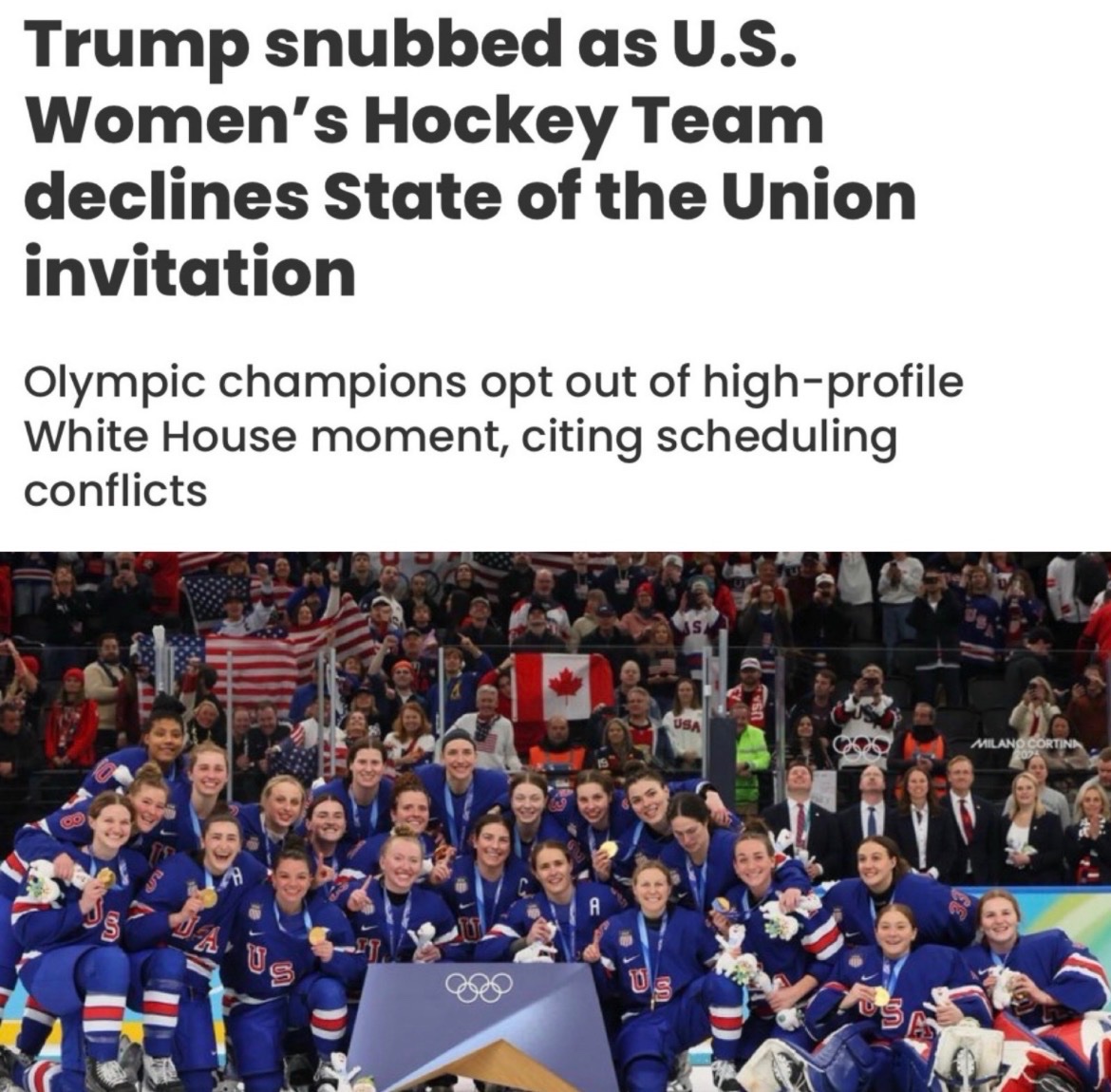The US Women’s Hockey team declines meeting with a serial rapist and child rape trafficker. 

The US “men’s” hockey team however jumped gleefully at the opportunity to meet Jeffrey Epstein’s best-friend.
