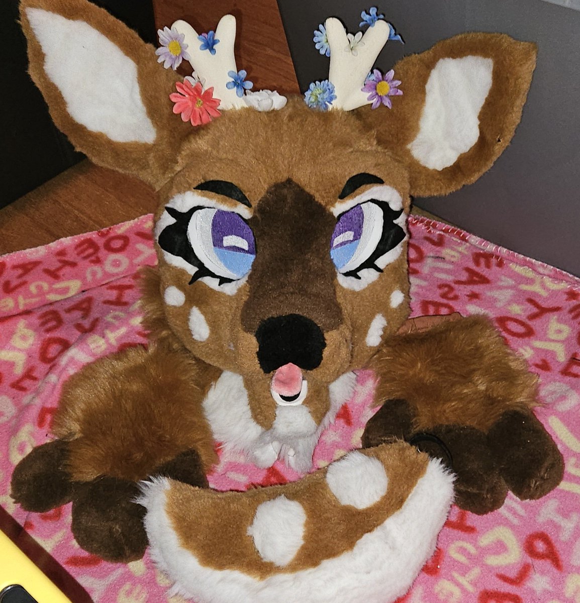 SorceryDeer's tweet photo. ❤️🦌🌈🎉Selling this adorable deer fursuit for $850 + ship. Comes with art and character rights. USA buyers only! She fits up to 24.5 inch heads and is in great shape! If you are interested please DM me either here or offsite at SorceryDeer on Telegram! ✨️🦌✨️ https://t.co/I16TqYeKnK
