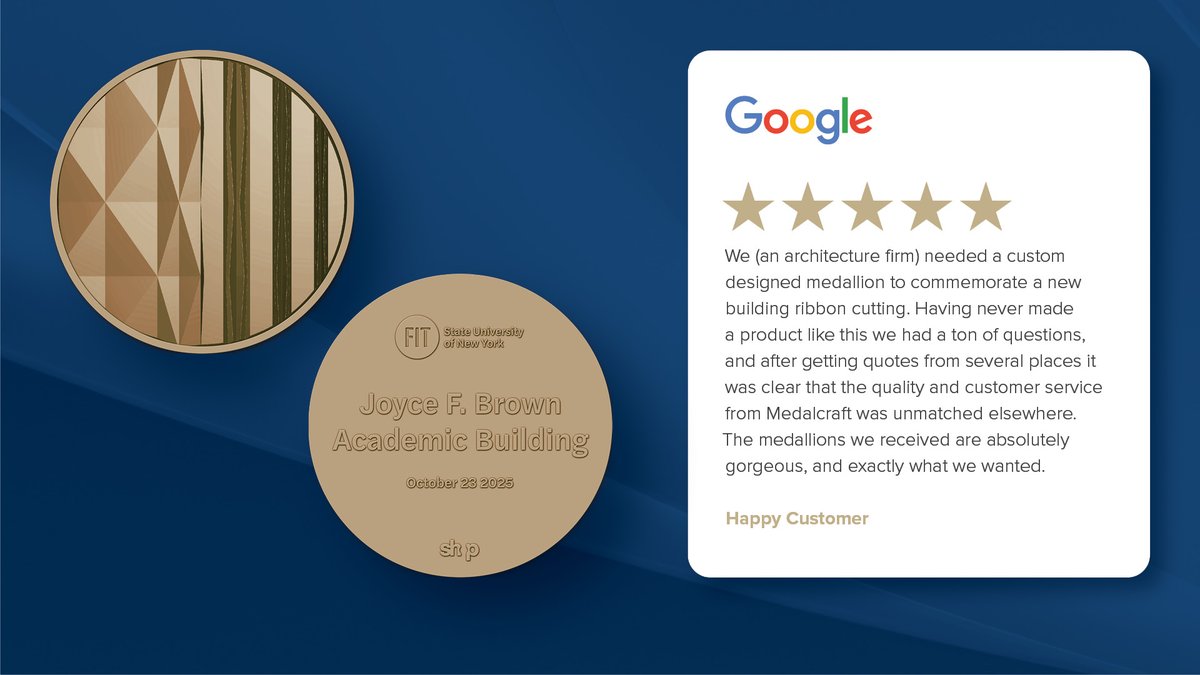 ⭐️⭐️⭐️⭐️⭐️ 5 Star Google Review!

Our team of sales representatives are happy to answer questions and work with you to create a medallion to be proud of.

#medalcraftmint #mmi #theamericanwaytomint #5starreview