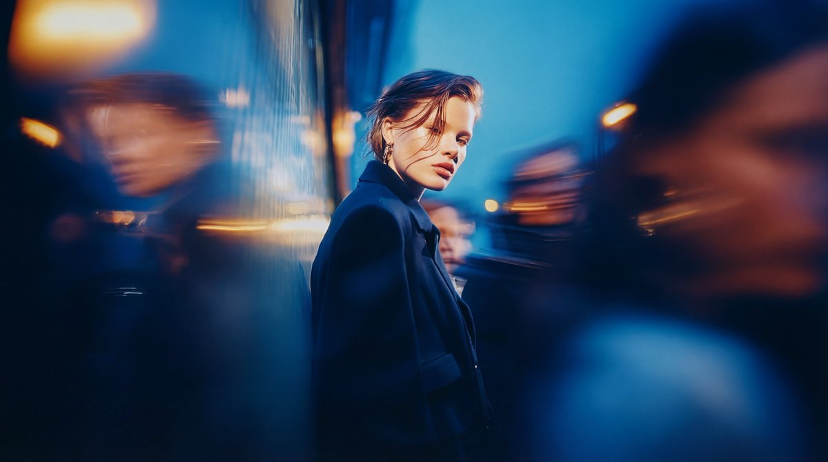 Blue bokeh portraits