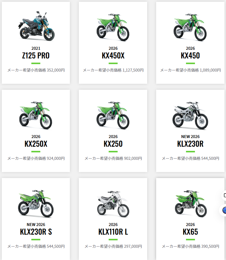 Kawasakiのこの辺のラインナップが実は充実している