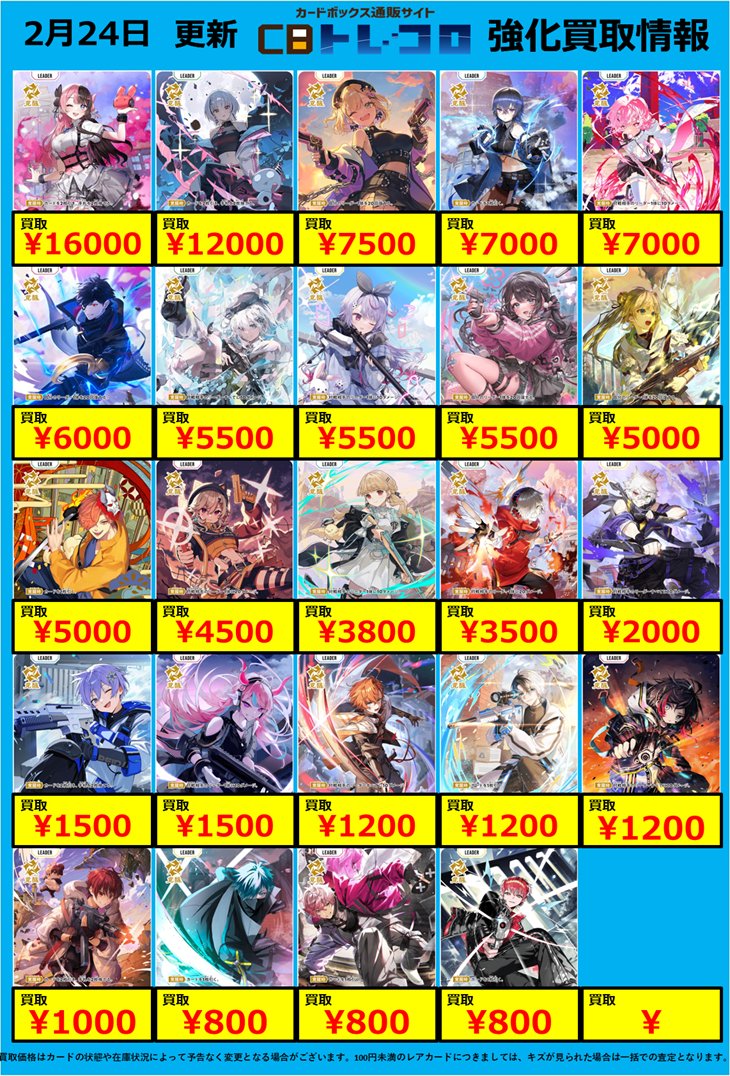 クロスタ買取情報 ---------------- LRP買取表です！ ◇下がっても安心