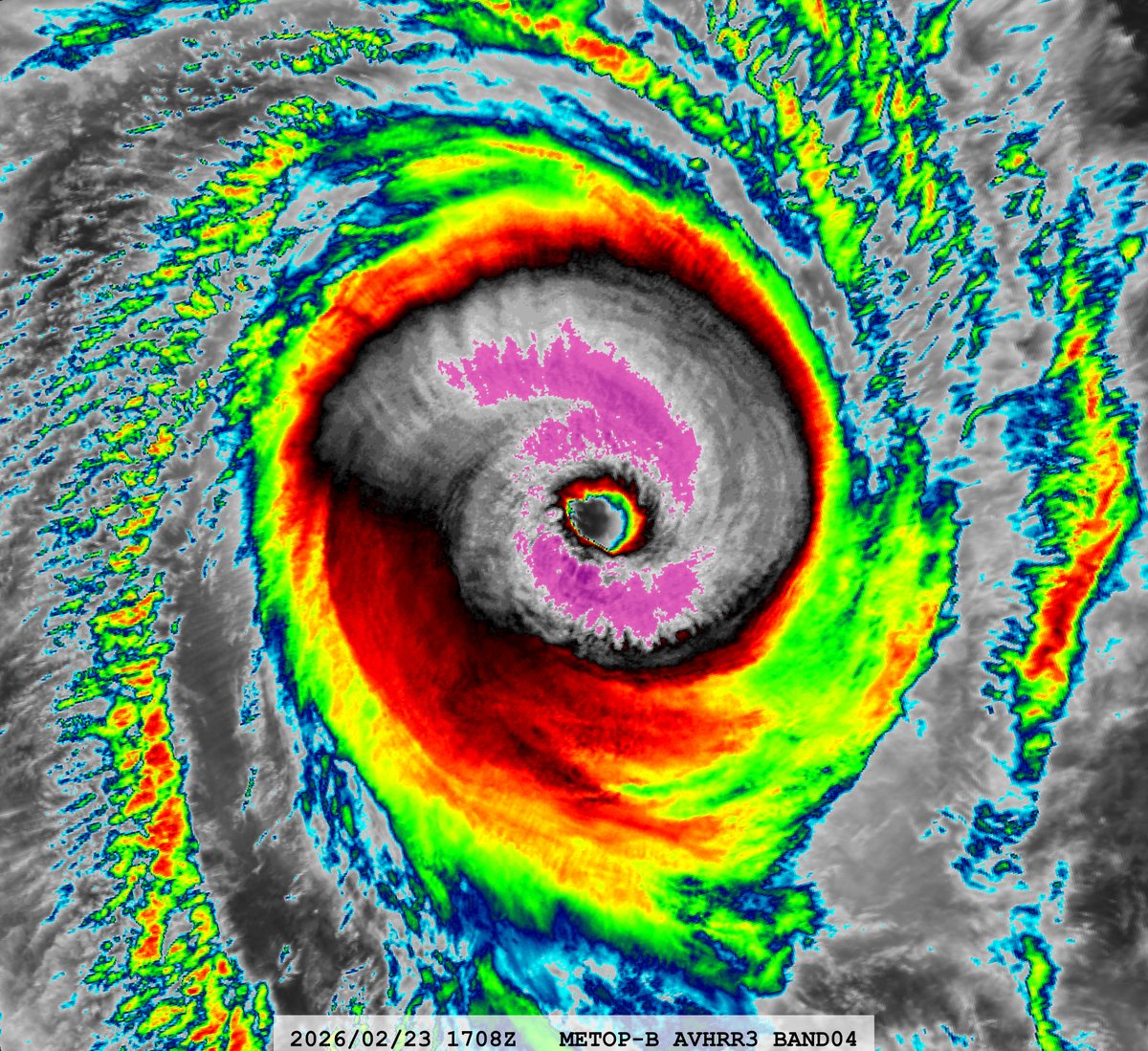 zeb199818's tweet photo. #22S Tropical Cyclone #HORACIO
Satellite: #METOPB #AVHRR3
Channel : B04 (10.8 µm) 1.1 km
Time : 2026/02/23 1708Z
Eye Temp : 20.568 °C
Data Source : #EUMETSAT Data Store L1B
CPA : ~440 km https://t.co/jTKQ1dnODz