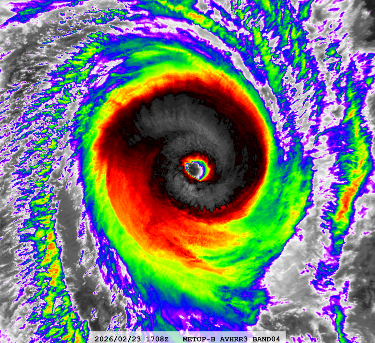 zeb199818's tweet photo. #22S Tropical Cyclone #HORACIO
Satellite: #METOPB #AVHRR3
Channel : B04 (10.8 µm) 1.1 km
Time : 2026/02/23 1708Z
Eye Temp : 20.568 °C
Data Source : #EUMETSAT Data Store L1B
CPA : ~440 km https://t.co/jTKQ1dnODz
