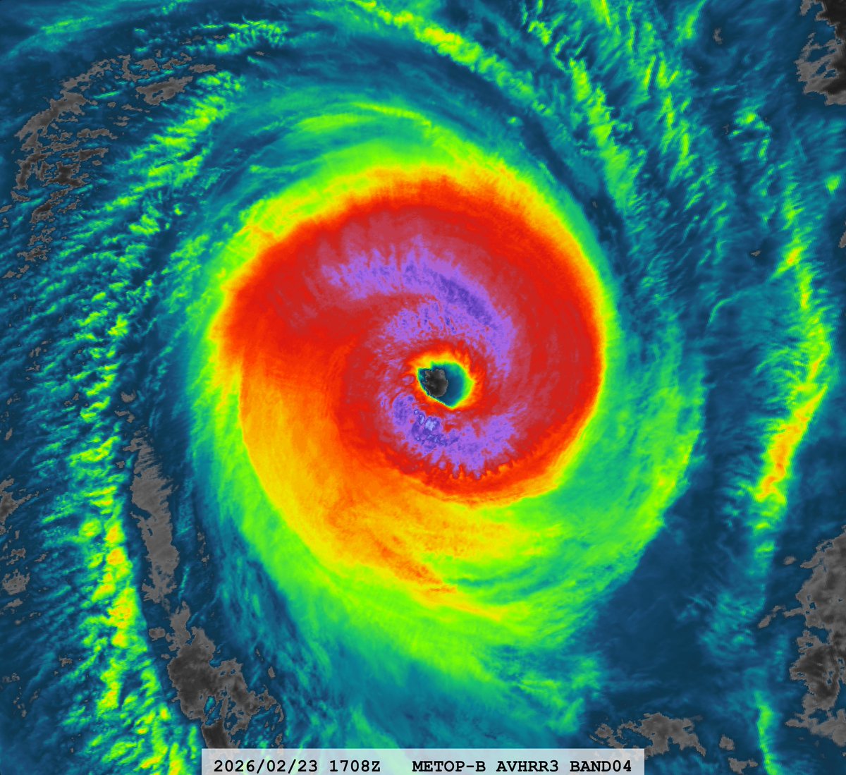 zeb199818's tweet photo. #22S Tropical Cyclone #HORACIO
Satellite: #METOPB #AVHRR3
Channel : B04 (10.8 µm) 1.1 km
Time : 2026/02/23 1708Z
Eye Temp : 20.568 °C
Data Source : #EUMETSAT Data Store L1B
CPA : ~440 km https://t.co/WaiJ8Hnf79