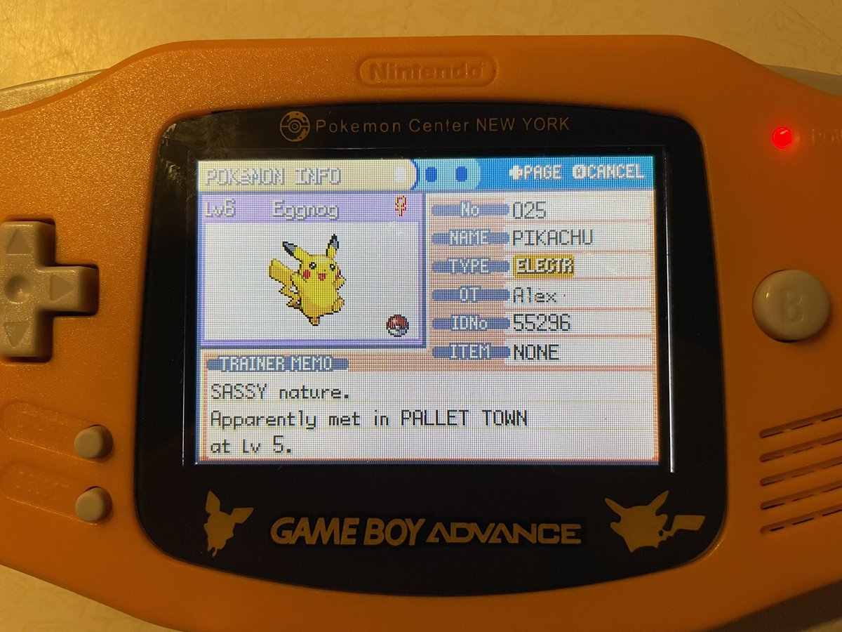 <a href="/bakedclementine/">🎀Clémentine༄࿔ // #wuwatwt</a> <a href="/norainthefuture/">Nora | CEO of Mega Evolution 👾</a> In addition to the save file option Nora mentioned, there’s also the really fun option of hardware like <a href="/DrDubs23/">Dr_Dubs23</a>’s Trade Buddy to trade ‘Mons from Gen 1 and 2 cartridges into Gen 3 cartridges. This is Eggnog the Yellow starter Pika in leaf Green!