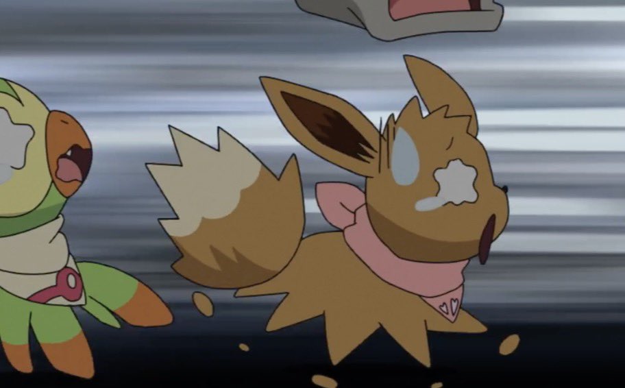 Eevee running away in fright!