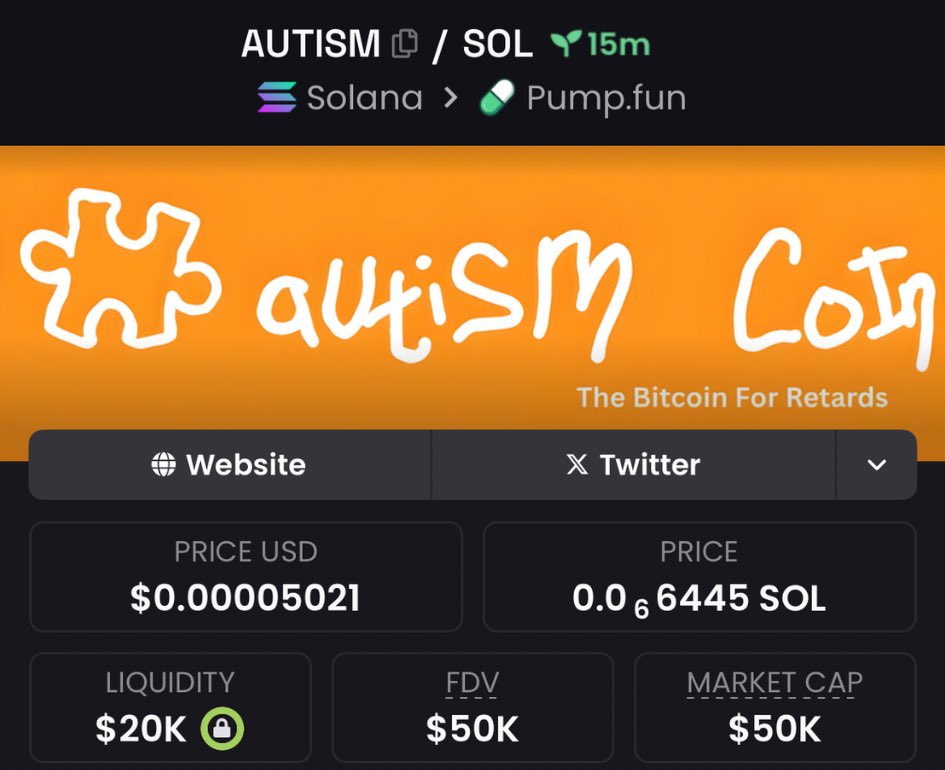 Spotlighted $AUTISM at $50K Mcap in my alpha Tg.

8jiVXftnn2ZG6bugK7HAH5j2G3D6TpsG521gqsWwpump

#autism #memecoin #solana