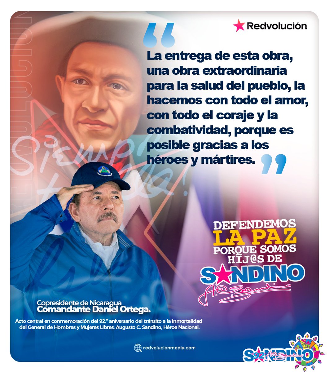#Nicaragua 
"Estos hospitales, estas carreteras, estas viviendas, todo lo que se está construyendo y entregando al pueblo también se lo debemos a las madres y familiares de los héroes y mártires". ❤️🖤
 Comandante Daniel Ortega. 🇳🇮
#92VivaSandino 
#SandinoLuzVidayVerdad
