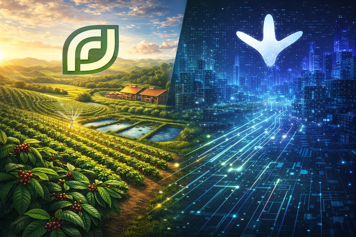 Two worlds. One system.

On the left: real assets — chicken farm, coffee plants, fish ponds, food production infrastructure built to scale.

On the right: the digital coordination layer — programmable systems, transparent reporting, automated distribution.

FarmlandFi is