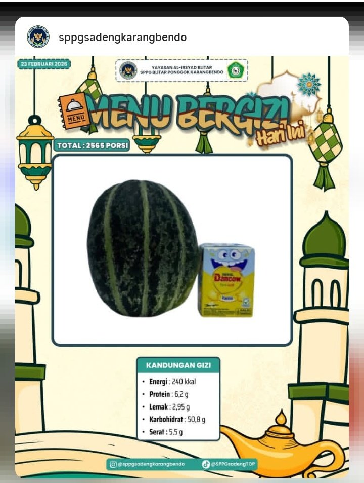 🚨 Dhuaarr!!

Serahkan sebagian hartamu untuk pajak, dan serahkan sebagian hak pendidikanmu, maka negara akan menukarnya dengan 1 kotak susu zionis dan 1 buah SEMANGKA untuk pemenuhan kebutuhan gizimu xixixixi.

Menu yg sungguh g*blok. 🫵🏻🙂