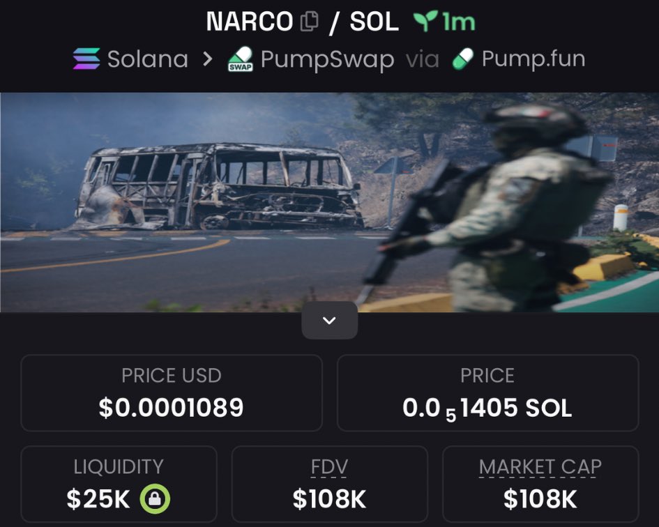 Spotted $NARCO at $108K Mcap in my private Tg

FEEytyP5W48waqZd5T9AG9vBruRYtaQ8gknZrQM2pump

#narco #memecoin