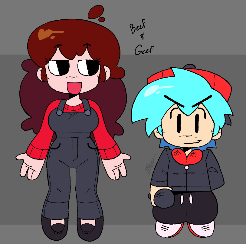 Bf and Gf designs for silly little oc mod :>
Doing mods in my own style is very fun
#FNF