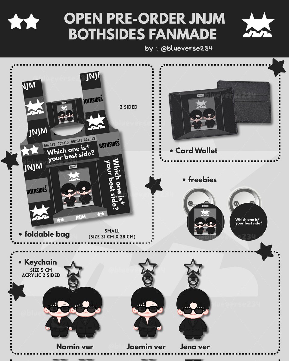 blueverse234's tweet photo. ★ giveaway special nct jnjm bothsides unit debut ★

will get :
⋆ 1 foldable bag for 1 winner 
⋆ 3 card wallet for 3 winner
⋆ saldo receh for 2 winner 

rules :
• follow
• rt / like pinned
• proof stream mv bothsides &amp; ht

end tba, good luck guyss🫶🏻
https://t.co/kYMxbzjoFN https://t.co/XsRnXrhqAf