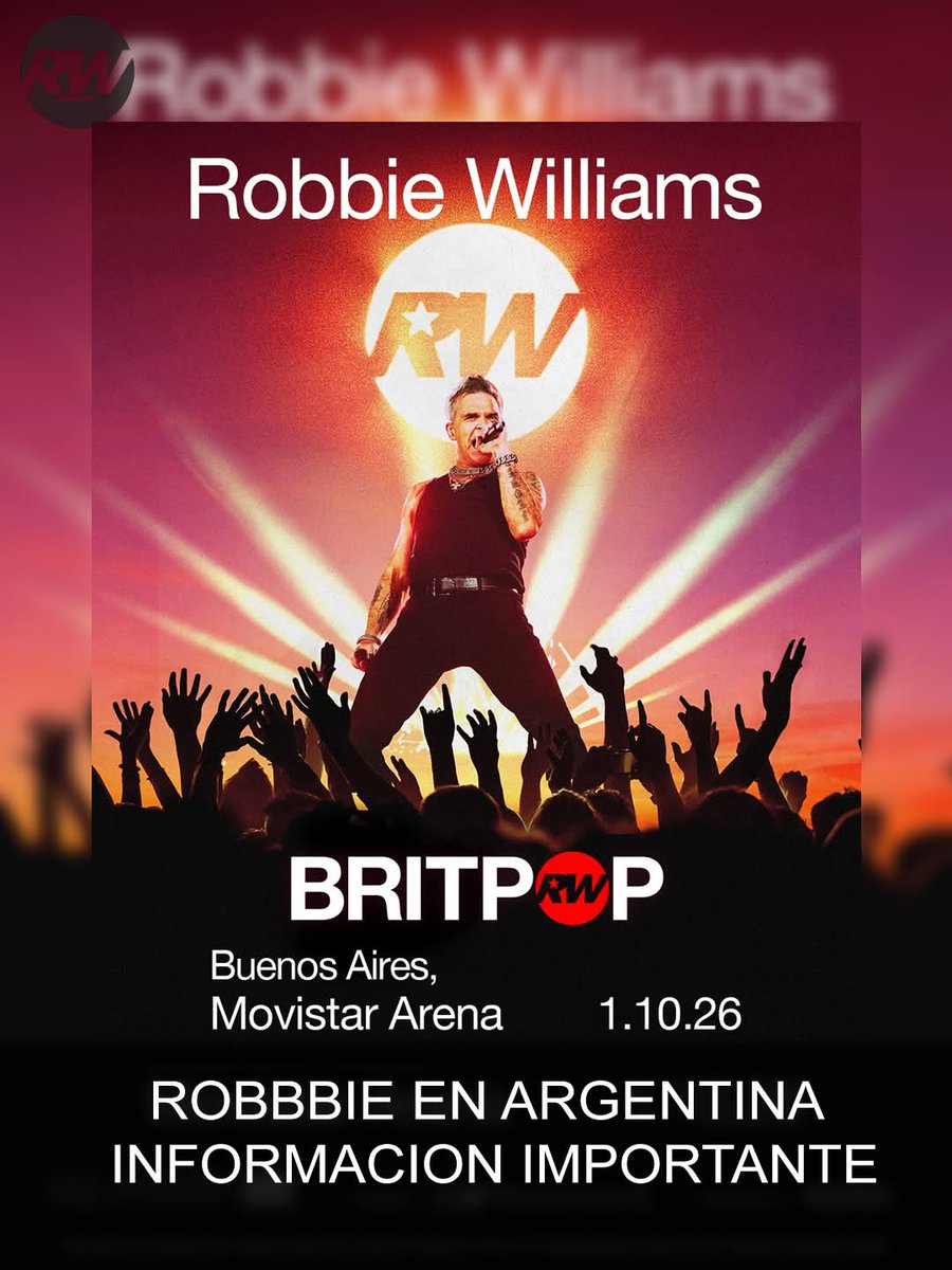 RobbieArgentina's tweet photo. Hilo con la información que tenemos hasta ahora sobre el show de Robbie Williams en Argentina 🔥🤍

Fecha: 1 de octubre, 2026.
Lugar: Movistar Arena

¿Se van a agregar mas fechas? Todavía no hay nada confirmado. 

@robbiewilliams @popartmusicarg @MovistarArenaAR @SonyMusicArg https://t.co/dUQQS4Z6UM