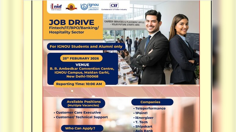 ndtveducation's tweet image. IGNOU Mega Campus Recruitment Drive 2026: Check Eligibility And Registration Details
ndtv.com/education/igno…

#IGNOU