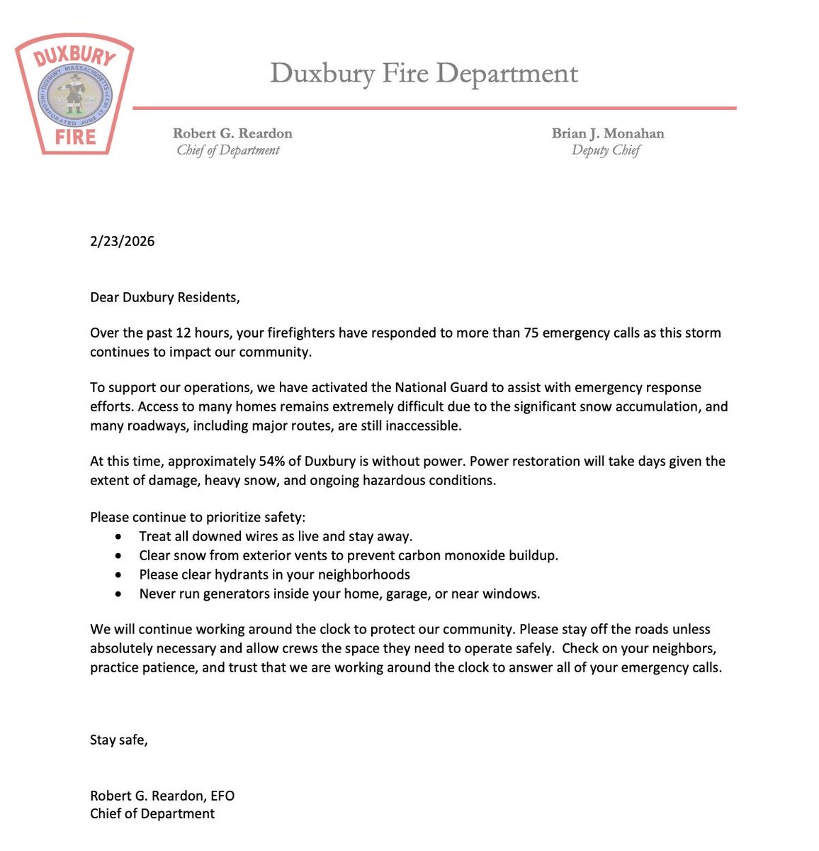 Duxbury Fire PIO tweet media