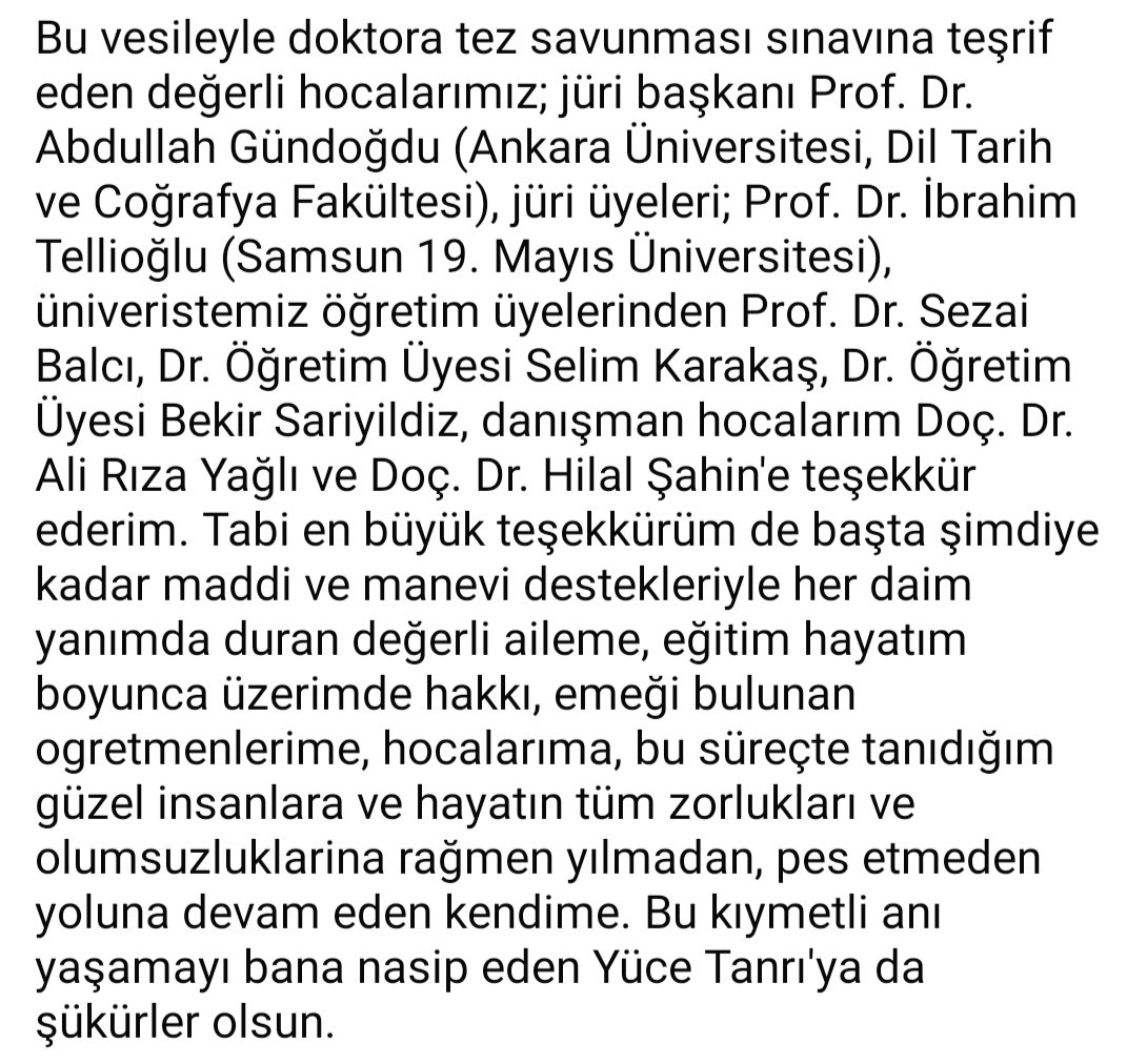 - 2021 yılında başlayan doktora eğitim sürecimiz bugün itibariyle nihayete erdi. "Babür İmparatorluğu'nun Yıkılmasının Sebepleri" başlıklı doktora tezim, jüri heyetinin oy birliğiyle kabul edildi ve böylece "Doktor" unvanı aldım.