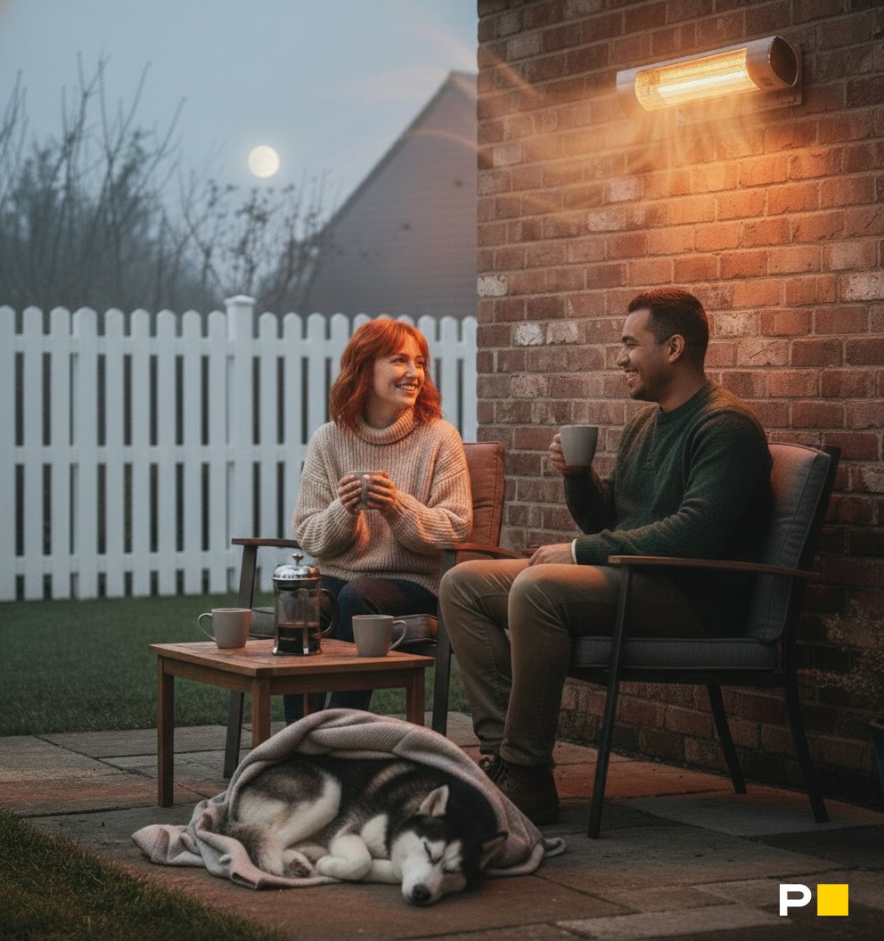 permasteelinc's tweet photo. With Permasteel outdoor heaters, coffee stays hot, conversations run deep, and the warm glow keeps you -Just Outside longer. 
.
.
.
#Permasteel #OutdoorHeater #CozyOutdoors #PatioSeason #BackyardVibes #OutdoorLiving #PatioLife #StayWarm #DogLovers #JustOutside https://t.co/VXurJYms2X
