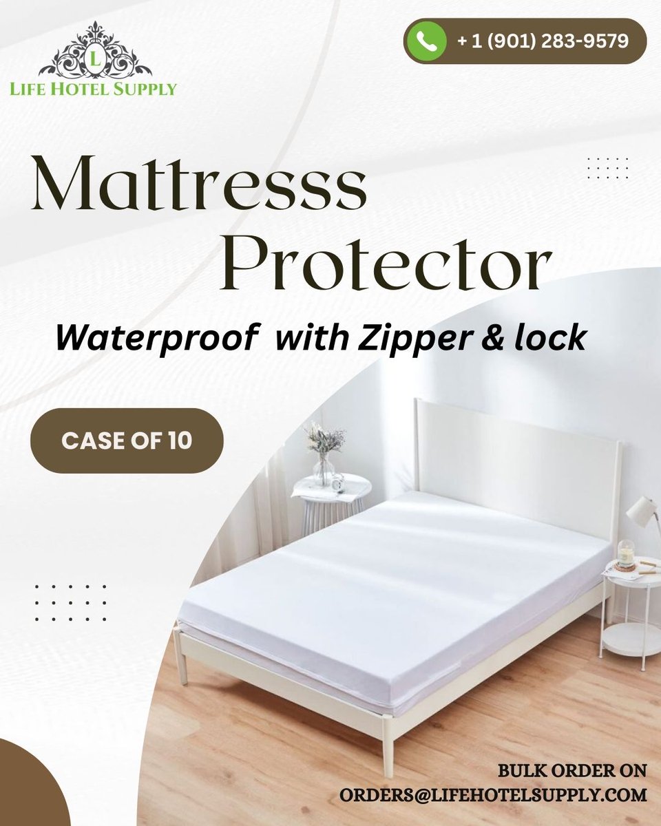 lifehotelsupply's tweet image. Buy the best waterproof protectors with secure zip-lock coverage that keeps your mattress safe from spills, stains, and everyday wear. #MattressProtector # WaterproofMattress #BeddingEssentials