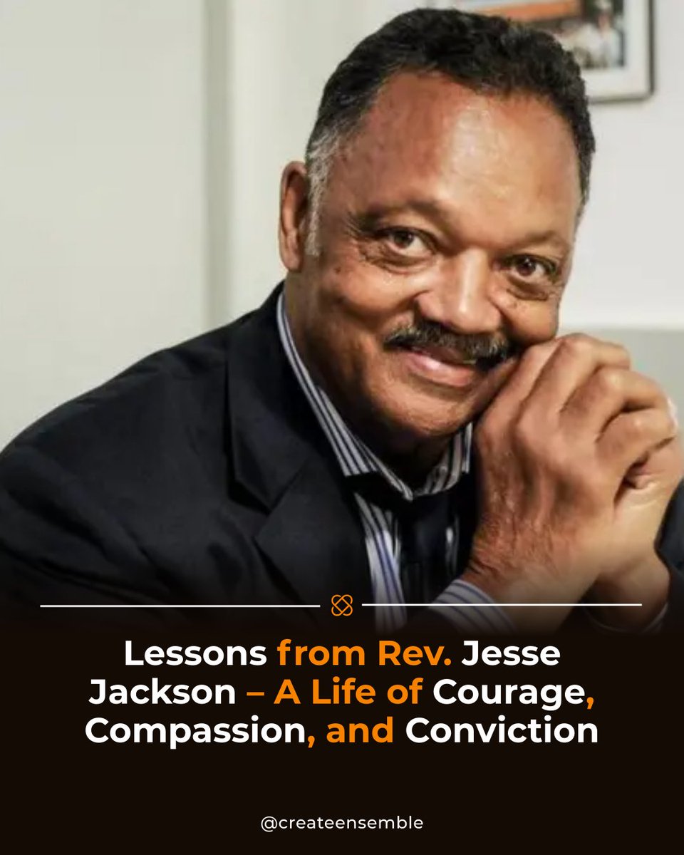 Rev. Jesse Jackson’s passing leaves behind a legacy of courage, compassion, and conviction.

Let us honor Rev. Jesse Jackson not only by remembering his words but by living them.

Follow @createensemble for more updates
