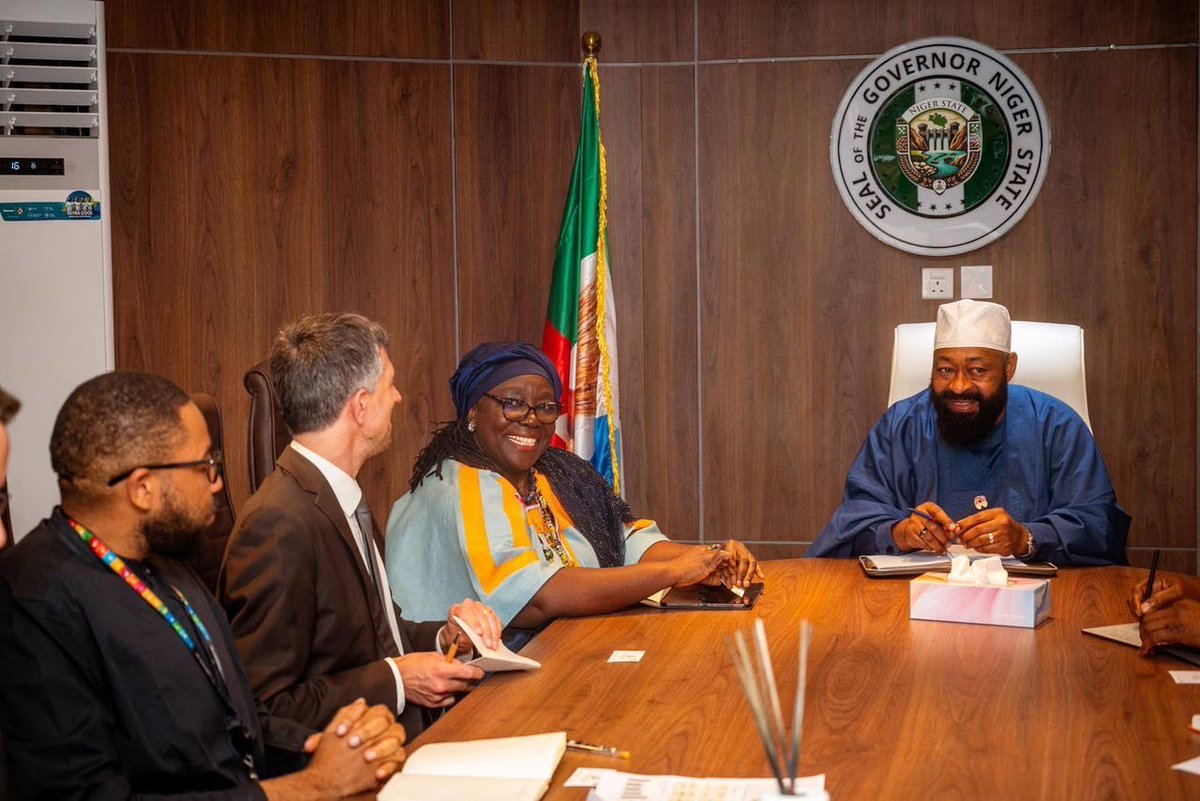 MustaphaNdajiwo's tweet photo. His Excellency, the Farmer Governor of Niger State, received a delegation from the United Nations Development Programme, led by the UNDP Resident Representative, Mrs Elsie Attafuah alongside representatives of the German Federal Foreign Office, on a courtesy visit to discuss the North West Prevention Facility Programme and other areas of collaboration.

I had the honour of welcoming the delegation and providing a background on the partnership and the lessons from the ongoing interventions. 

The Governor, in his remarks noted the positive impact of the ongoing collaboration, particularly in the resettlement of internally displaced persons, restoration of livelihoods, and provision of psychosocial support in affected communities. He expressed appreciation for the partnership and reaffirmed the state’s commitment to working with UNDP and the German Federal Foreign Office to build strong foundations for lasting peace and stability across Niger State