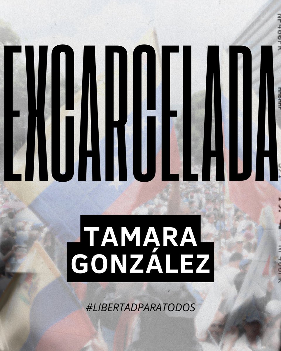 RHelicoide's tweet photo. #URGENTE | Hasta el momento podemos confirmar la excarcelación de: 

Elizabeth Rodríguez.
Gabriel Ramírez.
William José Macías Vielma.
Tamara González.
Lisbet K Torres C.
María V Saavedra.
María Castillo.

Las excarcelaciones parciales no son un favor.
Son una obligación del Estado frente a crímenes que nunca debieron ocurrir.

Es importante recalcar que en Venezuela la cifra de presos políticos asciende a las 800 personas. Nuestra exigencia de libertad no cesará hasta que todos sean libres.

#LibertadParaTodos
#QueSeanTodos