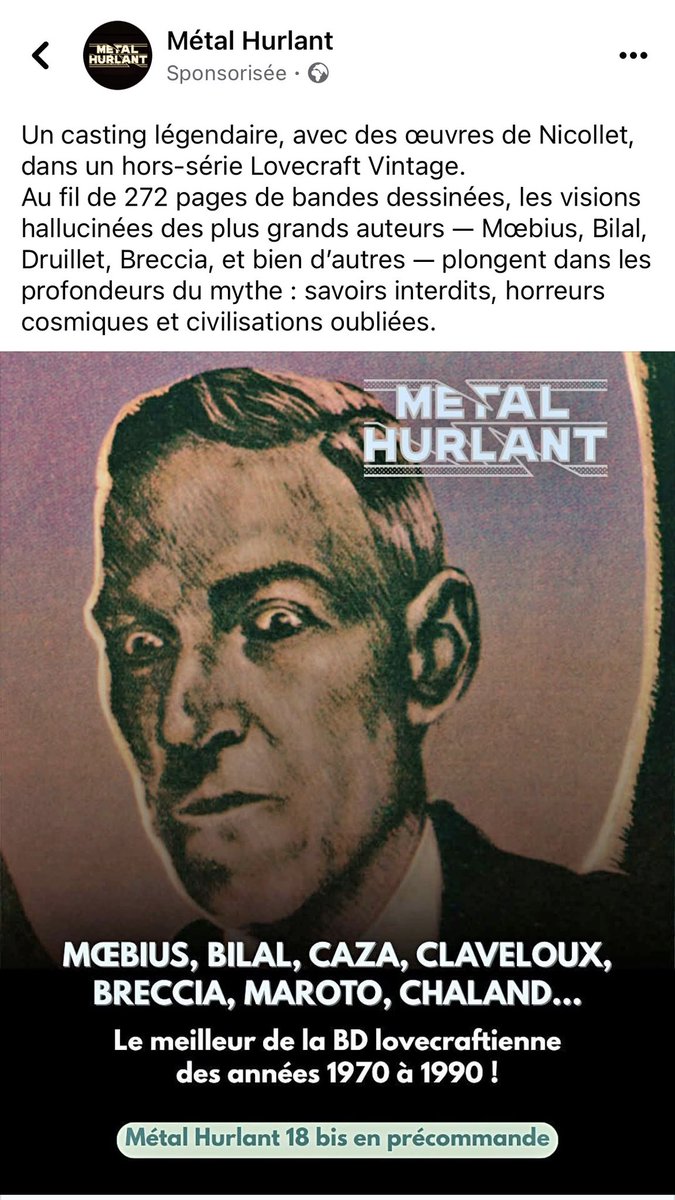 J’en peux plus de Lovecraft. J’en peux plus de Métal Hurlant, le mag foufou des débuts revisité en mag nostalgico-chiant.