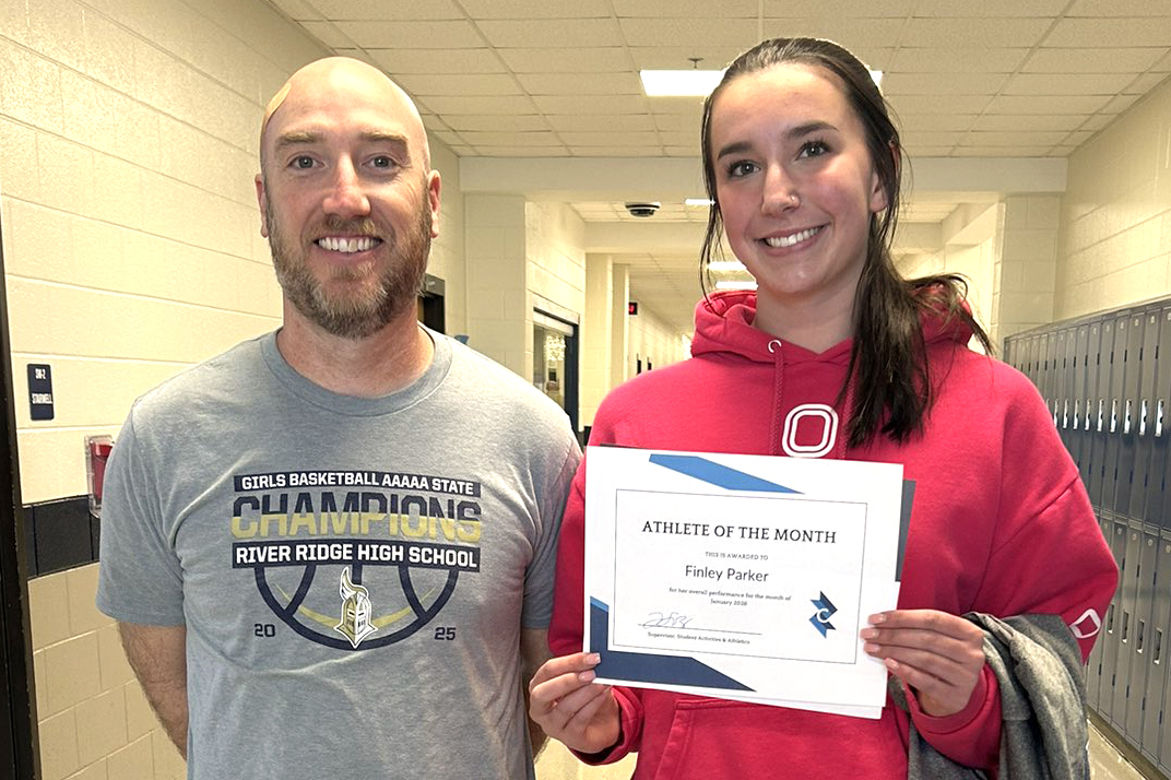 CherokeeSchools's tweet photo. Each month we celebrate a CCSD Female Athlete of the Month and a CCSD Male Athlete of the Month.  Congratulations to this month’s winners: Finley Parker of the River Ridge High School girls basketball team, whose head coach is Jason Taylor, and Braylon Luster of the Cherokee High School boys basketball team, whose head coach is Joe Veihman. Congratulations to the honorees and their coaches and thank you to award sponsor, BSN, and to our School Board for its laser focus on ensuring our students are learning more, growing more, and achieving more in our classrooms than they could anywhere else! #CCSDElevateTheExcellence