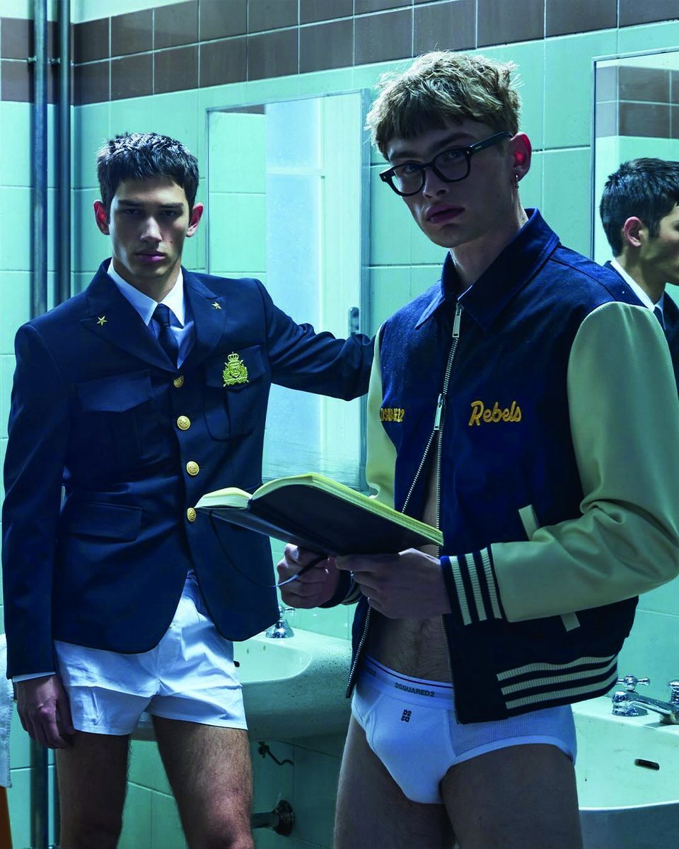 DAMAN_Magazine's tweet photo. Dsquared2’s Pre-Spring 2026 campaign redefines uniform dressing with Luka Tesic and Kian Cleator

Read more https://t.co/PX6XsImt8f https://t.co/fUlk9fR6ok