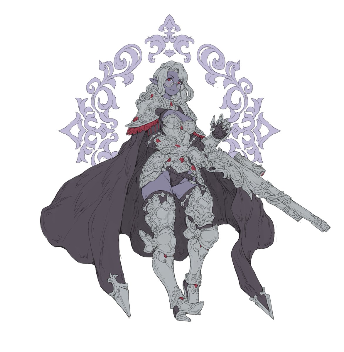 I finally finished the lineart for this picture:
Dark Elf Gunmage 🧝‍♀️🧙‍♀️🔫