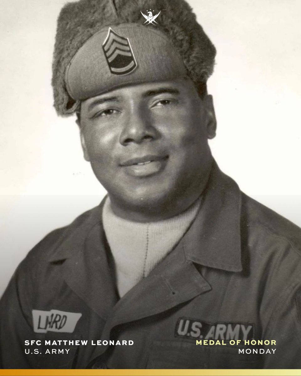 This #MedalofHonorMonday, we recognise Sergeant First Class Matthew Leonard, who took charge during an attack when his platoon’s leaders were wounded, rallying his Soldiers, organizing a defensive perimeter, and redistributing ammunition under intense fire.

Even after being shot