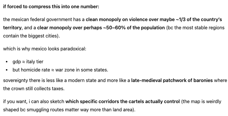 fellas is it fascism to use force against transnational criminal organizations that have been murdering your politicians en masse and control large swathes of your territory while contesting almost a full half of it