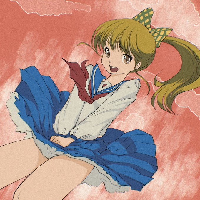 #懐かしアニメ

マコちゃん、いじめた!
制服の下のキャミソール?が一般的だったころ! 