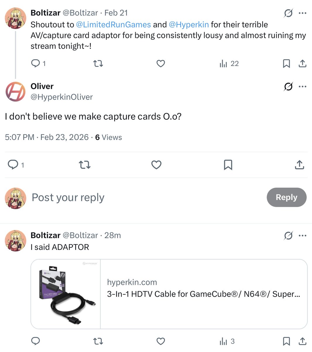 Shoutout to <a href="/Hyperkin/">Hyperkin</a> for sending a marketing intern who didn’t read my post to try and meme on me instead of contacting me regarding faulty equipment

Must be why your store doesn‘t have customer reviews, huh?