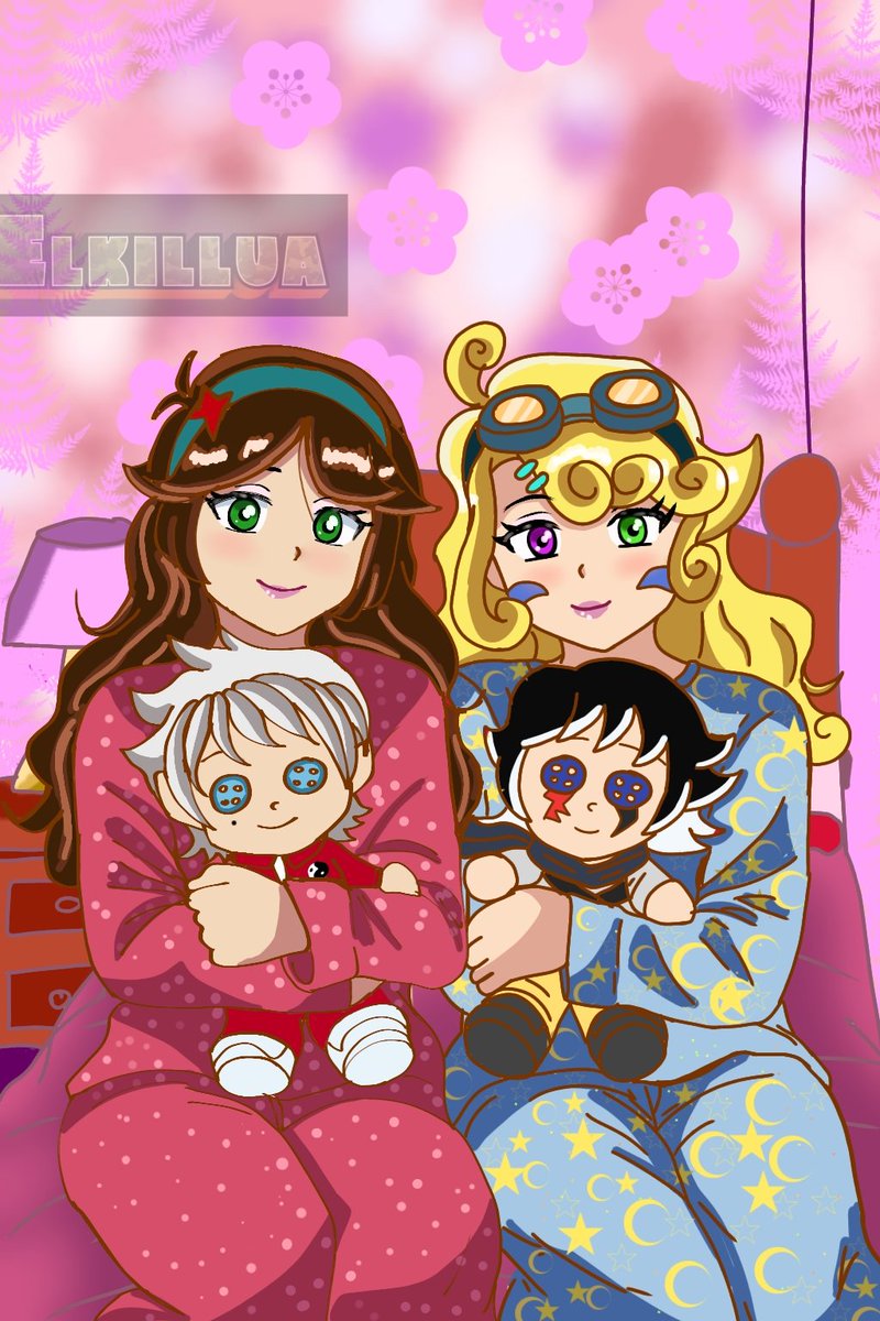 Dibujo HD  de mis ocs Becky y Lily con con peluches de sus parejas canon y le agregue los botones para que tuviera referencia a la pelicula de Coraline #Digitalart #Oc