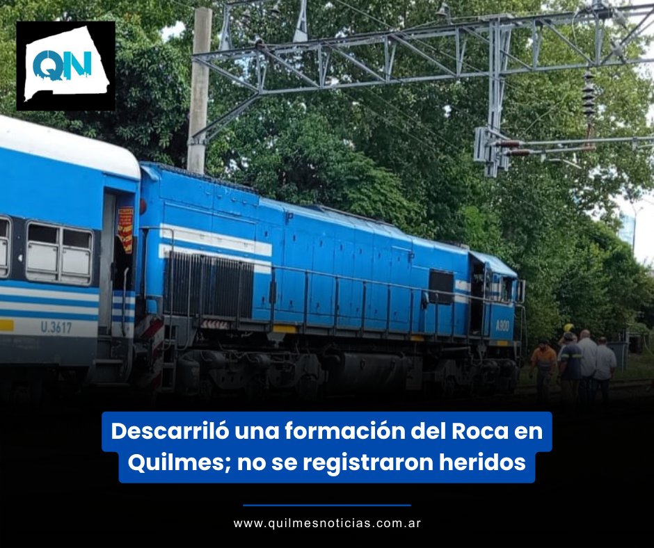Una formación de la línea Tren Roca descarriló este lunes al mediodía en Quilmes, a la altura del cruce ferroviario de 12 de Octubre y Gran Canaria. El incidente no dejó personas lesionadas.

quilmesnoticias.com.ar/2026/02/23/des…