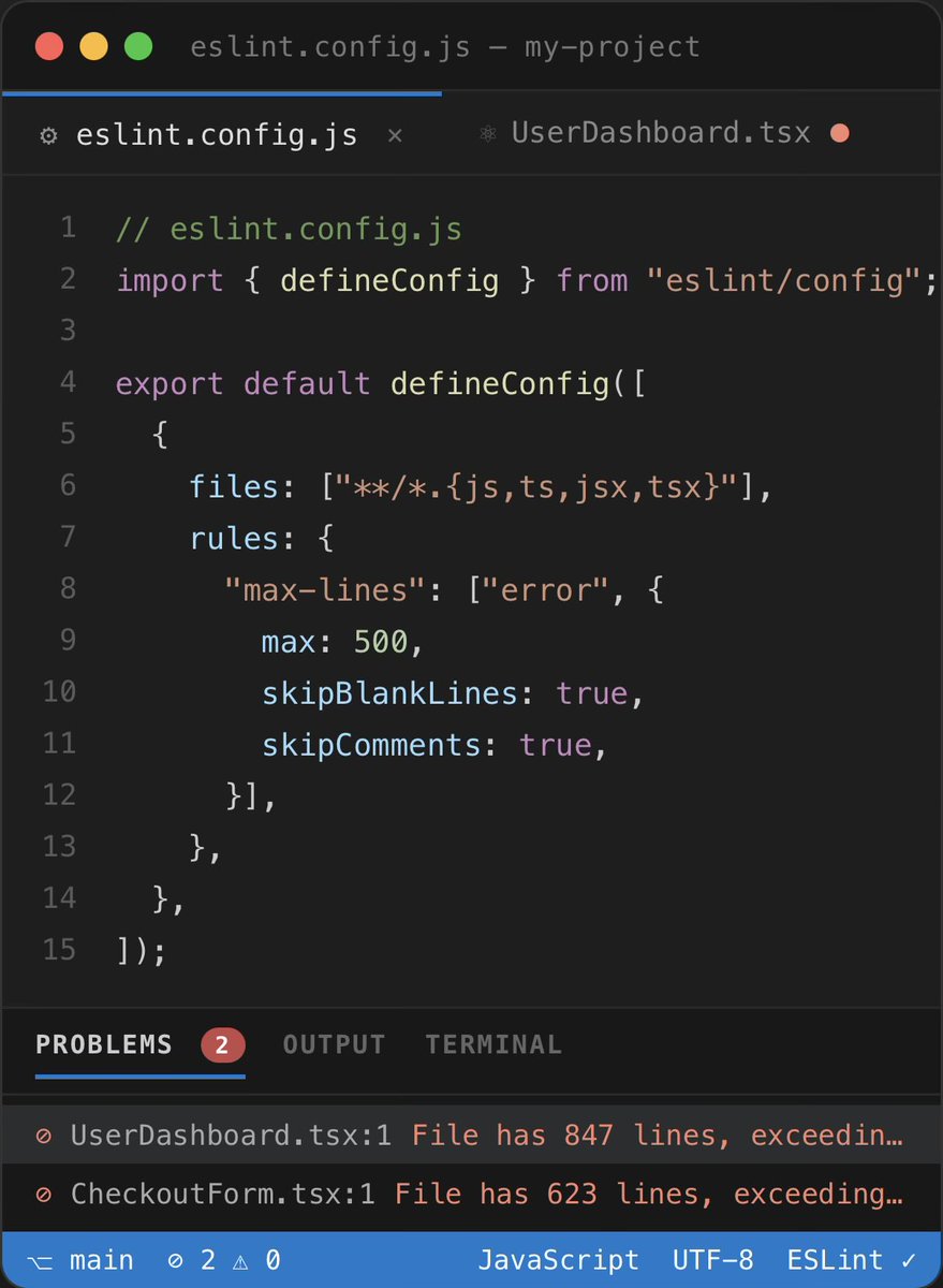 ESLint max-lines rule