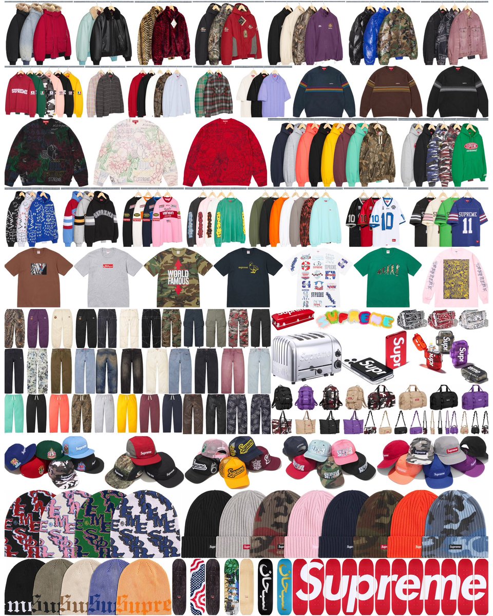DropsByJay's tweet photo. Supreme Spring/Summer 26 Week 1
As always a huge week to kick off the new season. See anything you plan on picking up? 

Releasing this Thursday, February 26th at 11am EST (US) 17:00 CET (EU) 4pm GMT (UK) and in Asia on Saturday 2/28🗓️ Prices coming 🔜 https://t.co/x6X8110X2Z