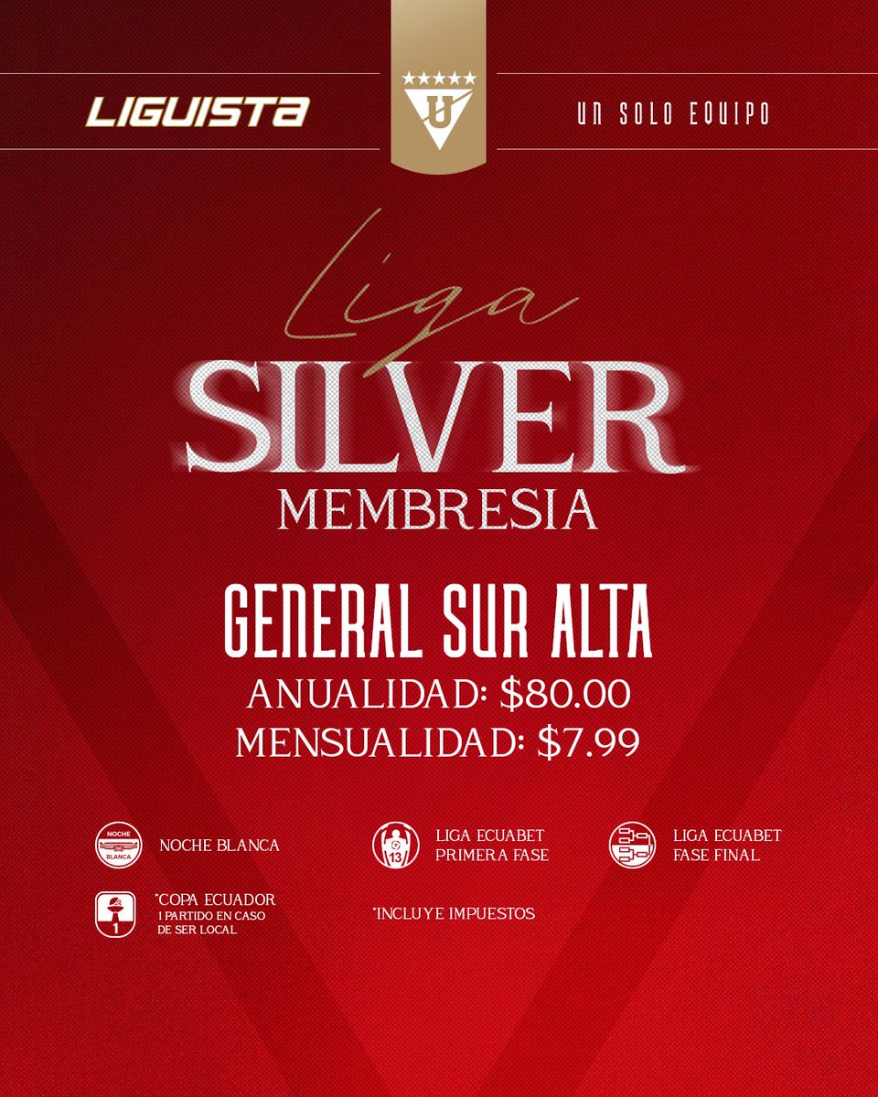 LiguistaOficial's tweet photo. LIGA SILVER 
Siempre cerca del equipo ✅
 
La Membresía LIGA SILVER es para quienes acompañan con constancia, con pasión y con orgullo. Para los que saben que cada partido cuenta y cada aliento suma. https://t.co/WVpxCjtVf3